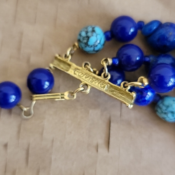 Vintage Blue and Turquoise 4 strand necklace - Picture 4 of 6